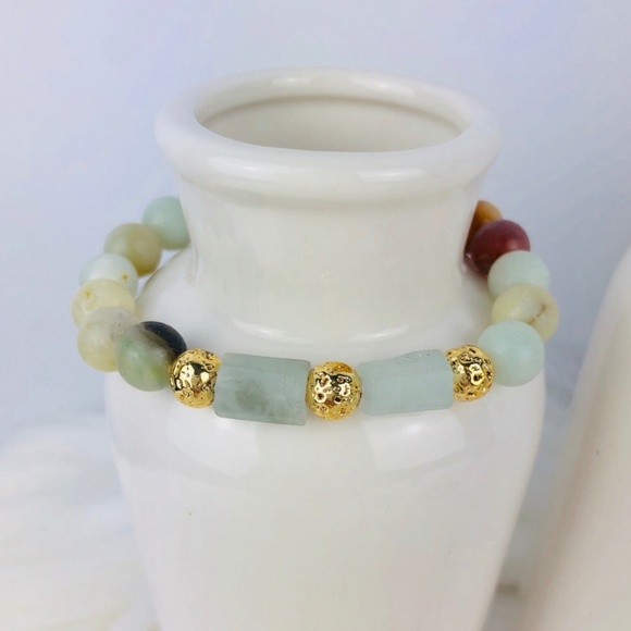 GEMSTONE | Amazonite Kunzite Blue Beaded Bracelet - Picture 2 of 2